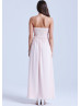 Chiffon Strapless Beads Long Prom Dress 